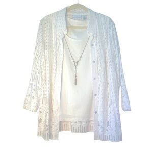Alfred Dunner Women’s Button Down Blouse with Attached Camisole and Necklace